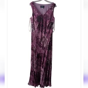Vintage 2000s Plus Size Alex Evenings Purple Velvet Maxi Dress